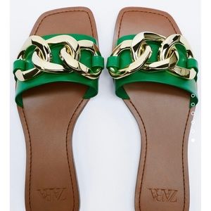 ZARA Metal Chain Sandals Sz 11